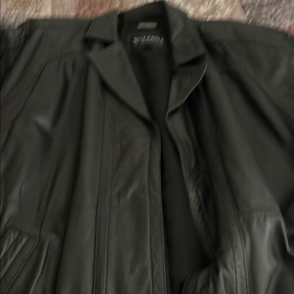 Wilsons Full Length  Leather Dark Black Coat Size Large